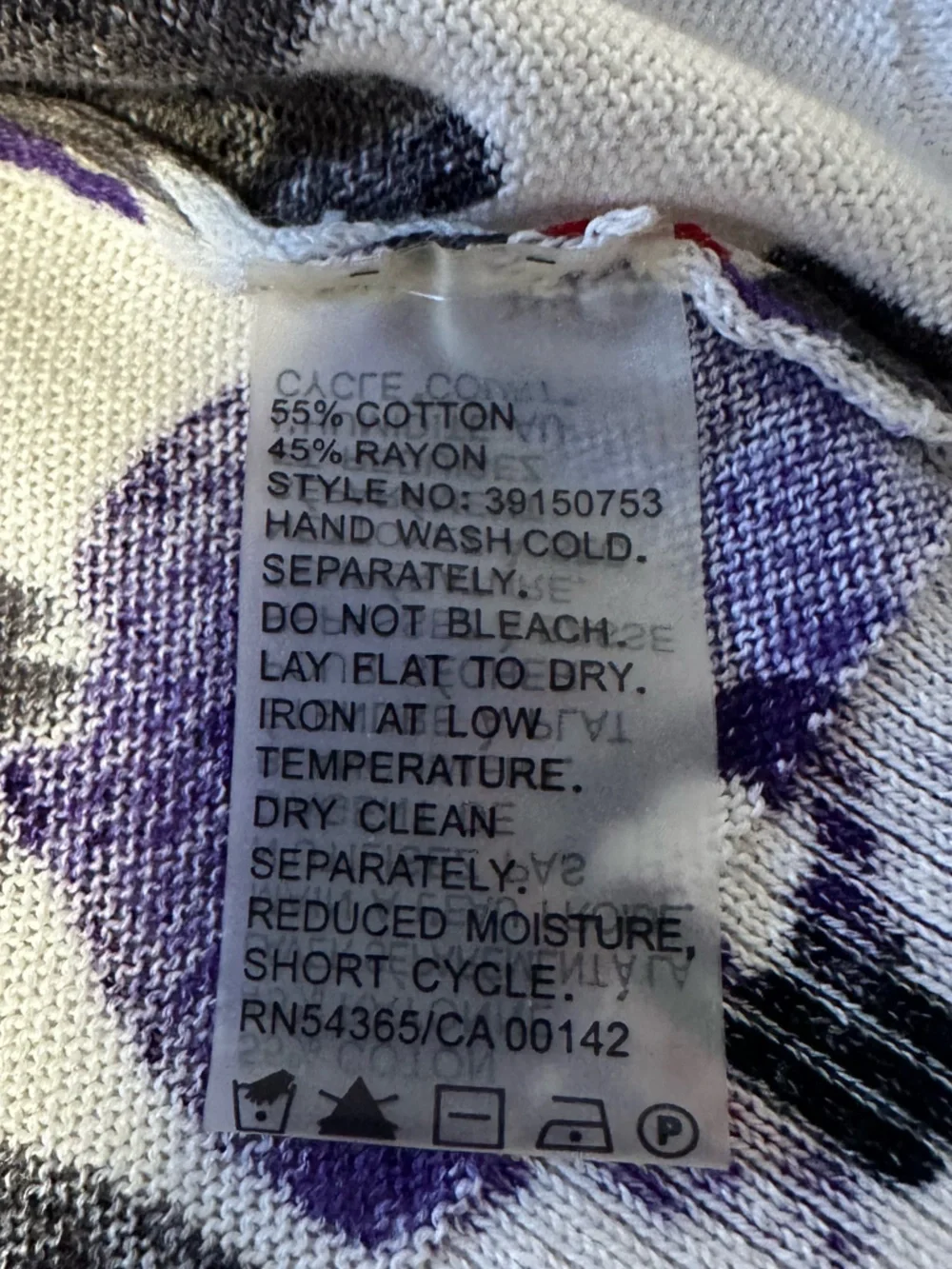 Peter Nygard Medium Floral V-Neck Cardigan Sweater - Purple/White One Button - Picture 7 of 10